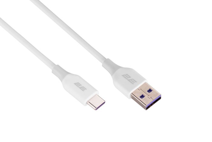 2E Сable USB-A > USB-C charge/data, 1m, Type-C, Glow, white
