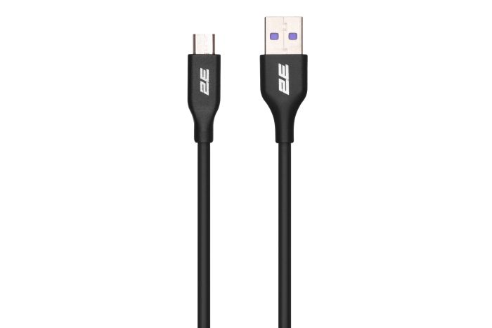 Кабель USB-A > microUSB заряджання/синхронізації 2E 1м, Glow, чорний
