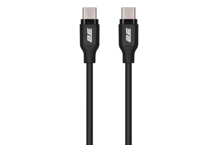 2E Сable USB-C > USB-C charge/data, 1m, 60W Type-C, Glow, black
