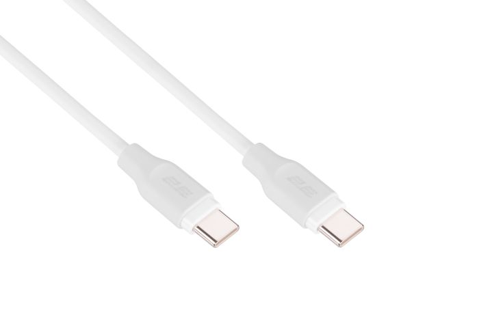 Кабель USB-C > USB-C заряджання/синхронізації 2E 1м, 60Вт Type-C, Glow, білий
