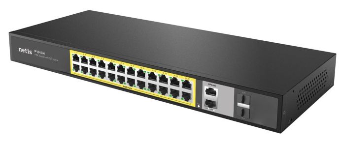 Switch  24xFE PoE, 4xGE (2xUplink, 2xSFP), 360W, Unmanaged Netis P124GH
