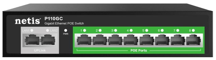 Комутатор   10xGE (8xPoE, 2xUplink), 120Вт, Некерований Netis P110GC
