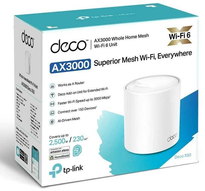 TP-LINK Router Deco X50 AX3000, 3xGE LANWAN, 1мод