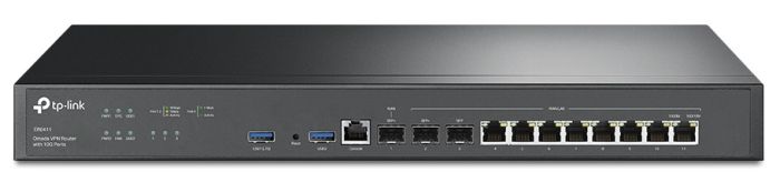 Мультисервисный Маршрутизатор TP-LINK  8xGE LAN/WAN, 1xSFP WAN/LAN, 2x10GE SFP+ WAN/LAN, 2xUSB TP-Link ER8411