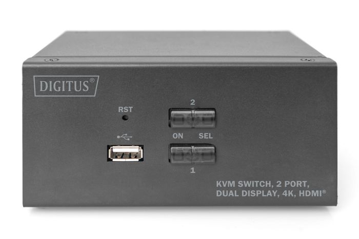 Комутатор DIGITUS Desktop HDMA KVM, 2 Port, Dual Display, 4K