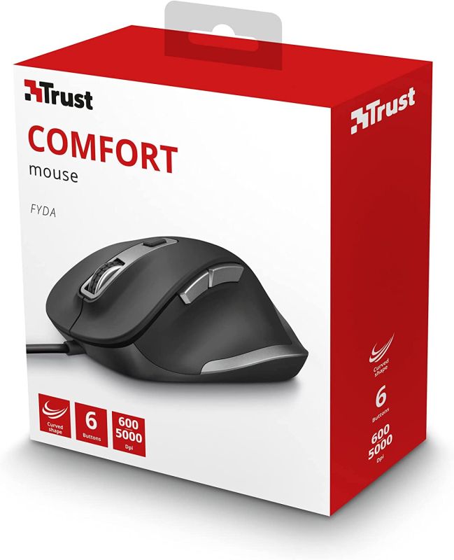 Мышь Trust Fyda Comfortable ECO, USB-A, Чорно-сірий