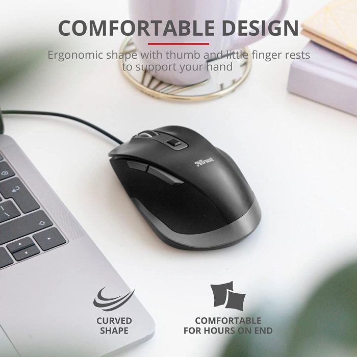 Мышь Trust Fyda Comfortable ECO, USB-A, Чорно-сірий