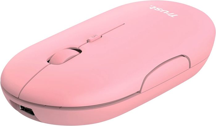 Mouse Trust Puck Rechargeable,  Ultra-Thin,  BT/WL,  Silent, Рожевий