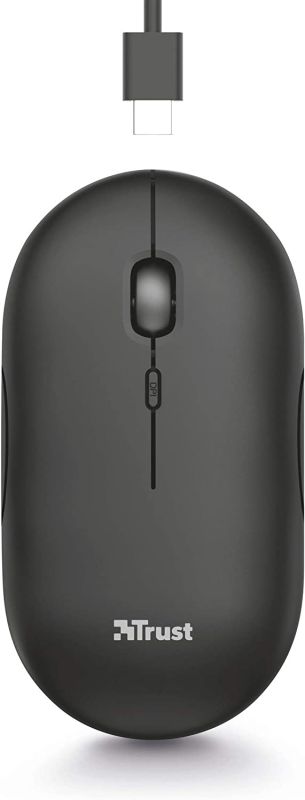Мышь Trust Puck Rechargeable,  Ultra-Thin,  BT/WL,  Silent,  Чорний