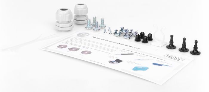 DIGITUS FO splice box, 1U, equipped, 6x LC DX, OM3 incl. splice cassette, colored pigtails, couplers