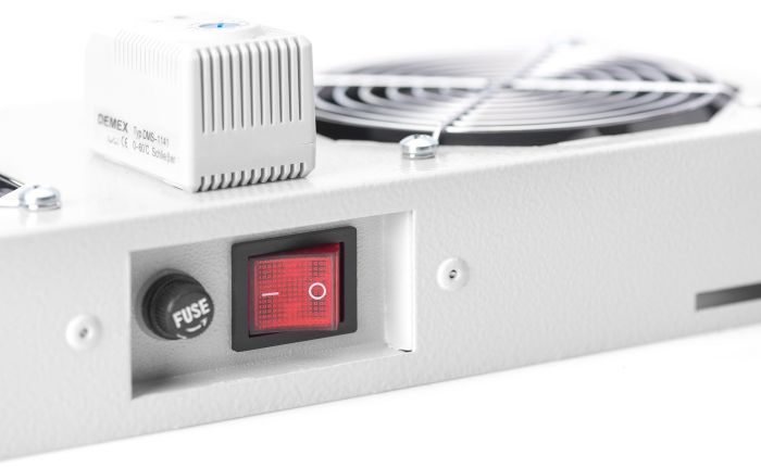 DIGITUS Roof vent. unit, wall mounting cabinets 2 fans, thermostat, switch, grey (RAL 7035)