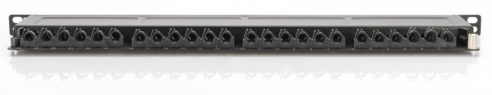 DIGITUS CAT 6A Class EA patch panel, shielded 0.5U, 24-port RJ45, incl. dust cover, 8P8C, color black RAL 9005