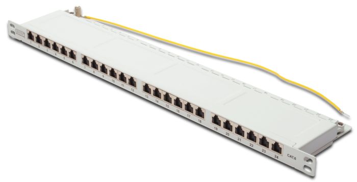 Патч-панель DIGITUS CАТ 6 STP, 19", 0.5U, 24 порта, собранная, серая
