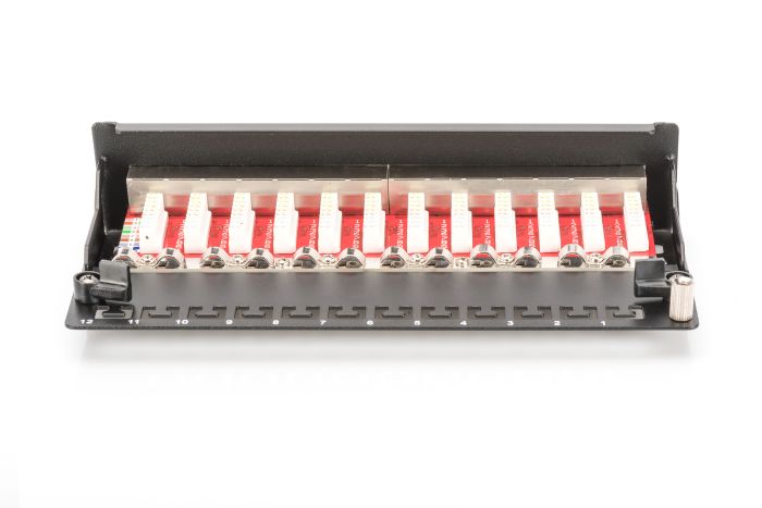 DIGITUS Desktop CAT 6A  Patch Panel, shielded Class EA, 12-port RJ45, 8P8C, LSA
