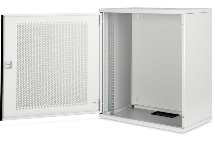 DIGITUS 12U wall mounting cabinet, SOHO, unmounted 370x540x400 mm, perforated front door, grey