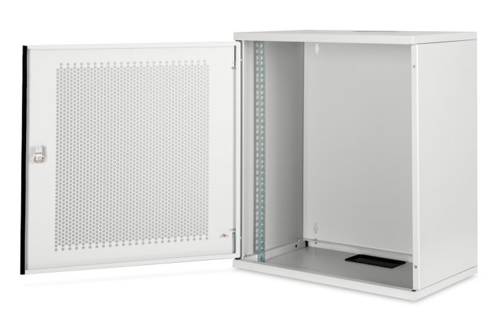 DIGITUS 12U wall mounting cabinet, SOHO, unmounted 370x540x400 mm, perforated front door, grey