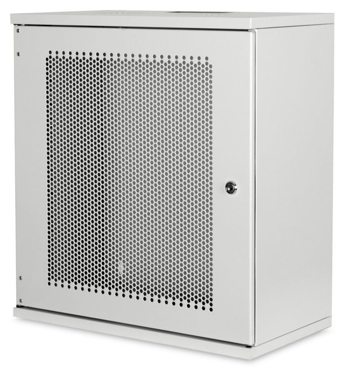 DIGITUS 12U wall mounting cabinet, SOHO, unmounted 370x540x400 mm, perforated front door, grey
