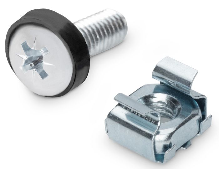 DIGITUS M6 installation screw set, 50 pieces 50x silver screws, cage nuts and washers