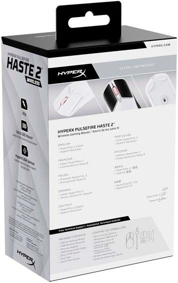 Миша HyperX Pulsefire Haste 2, RGB, USB-A/WL/BT, білий