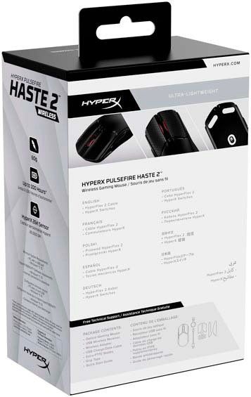 HyperX Mouse Pulsefire Haste 2, RGB, USB-A/WL/BT, black