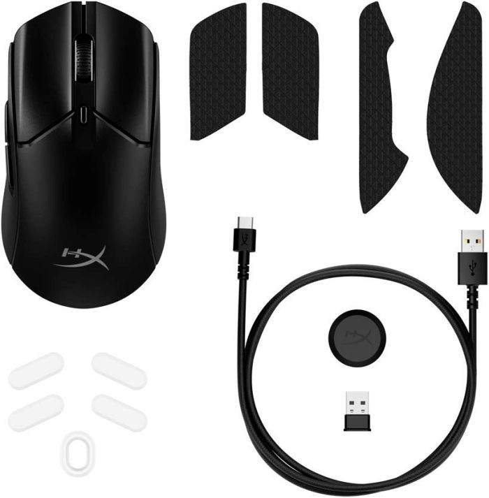HyperX Mouse Pulsefire Haste 2, RGB, USB-A/WL/BT, black