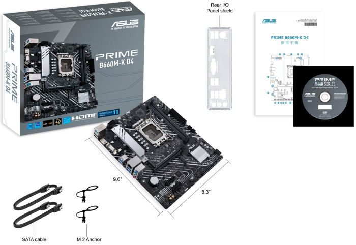 ASUS Motherboard PRIME B660M-K D4 s1700 B660 2xDDR4 M.2 HDMI D-Sub mATX