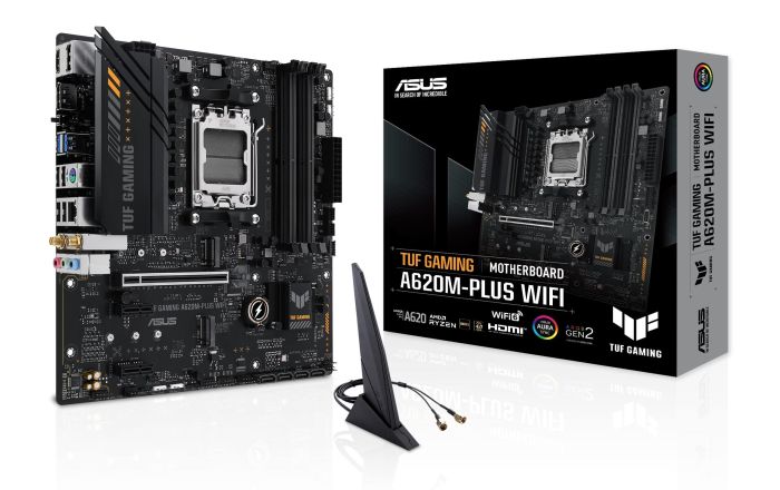 Материнcька плата ASUS TUF GAMING A620M-PLUS WIFI sAM5 A620 4xDDR5 HDMI DP Wi-Fi BT mATX
