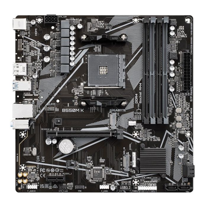 GIGABYTE Motherbard  sAM4 B550 4xDDR4 M.2 HDMI DP mATX Gigabyte B550M_K