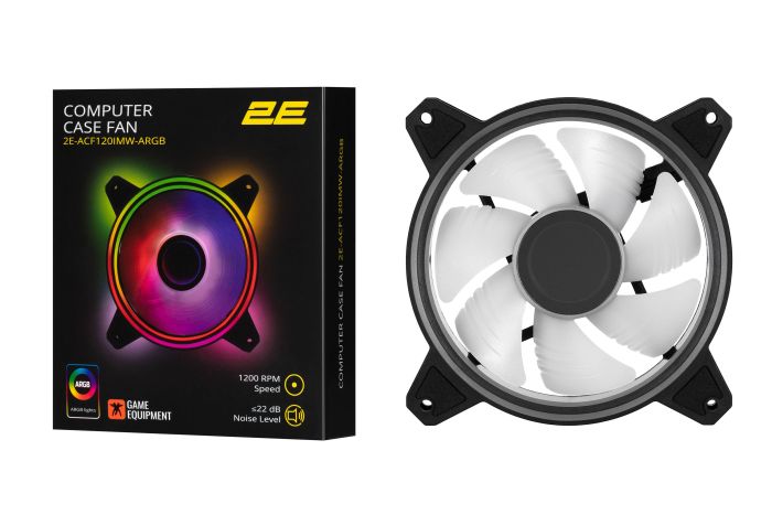 2E GAMING Case Fan Air Cool Infinity M ACF120IMW-ARGB, 120mm, 1200rpm, 3pin, 3pin +5VARGB, 22dBa, black