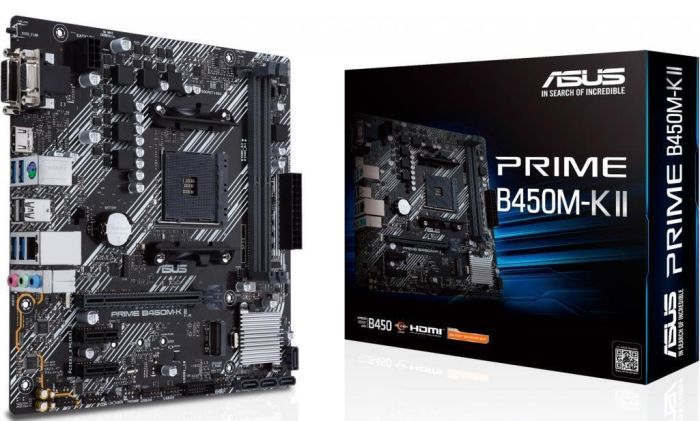 ASUS Motherboard PRIME B450M-K II sAM4 B450 2xDDR4 HDMI DVI D-Sub mATX