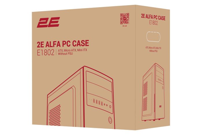 Корпус 2E Alfa E1802 без БЖ 4xUSB3.0, VGA 320мм, ATX, чорний