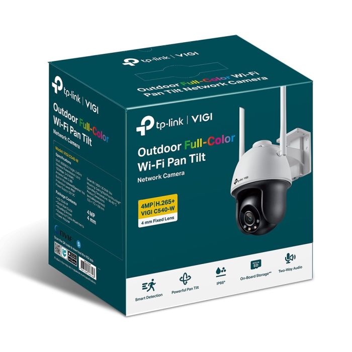 IP-Камера TP-LINK VIGI C540-W-4, PoE, 4Мп, 4 мм, Wi-Fi, H265+, IP66, Dome, цветное ночное видение, наружная
