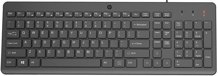 Клавиатура мембранная HP 150, 104key, USB-A, EN/RU, чорний