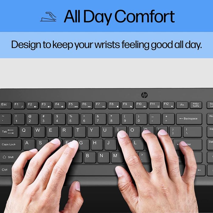 Клавиатура мембранная HP 150, 104key, USB-A, EN/RU, чорний