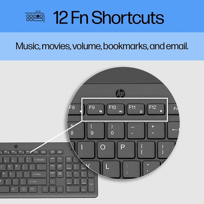 Клавиатура мембранная HP 150, 104key, USB-A, EN/RU, чорний