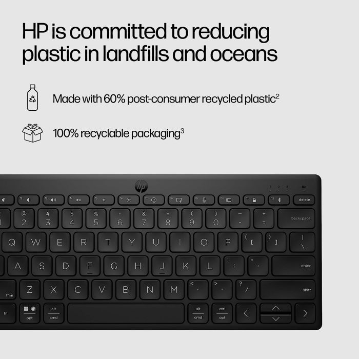 Клавиатура мембранная HP 350 Compact Multi-Device, 78key, BT, EN/UK, чёрный