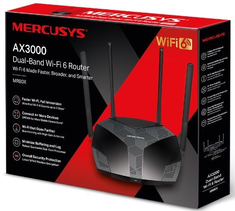 Маршрутизатор MERCUSYS  AX3000, 3xGE LAN, 1xGE WAN Mercusys MR80X