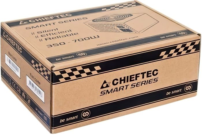 Блок питания CHIEFTEC Smart  (600W), >85%, 120мм, 1xMB 24pin(20+4), 1xCPU 8pin(4+4), 2xMolex, 4xSATA, 2xPCIe 8pin(6+2)