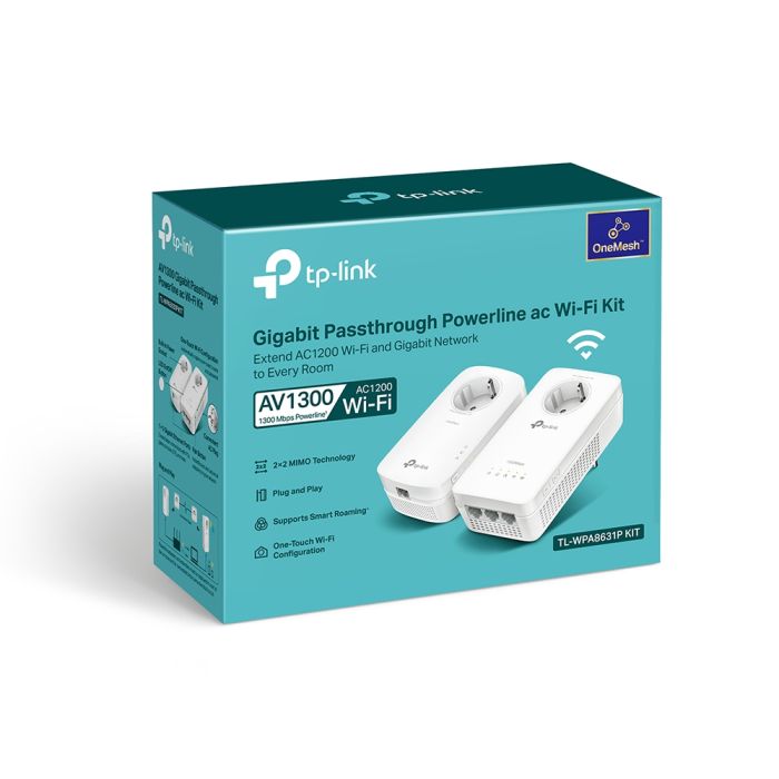 Комплект Адаптерiв Powerline TP-LINK  AV1300, AC1200, (TL-WPA8631P 1шт, TL-PA8010P 1шт), Розетка TP-Link TL-WPA8631PKIT