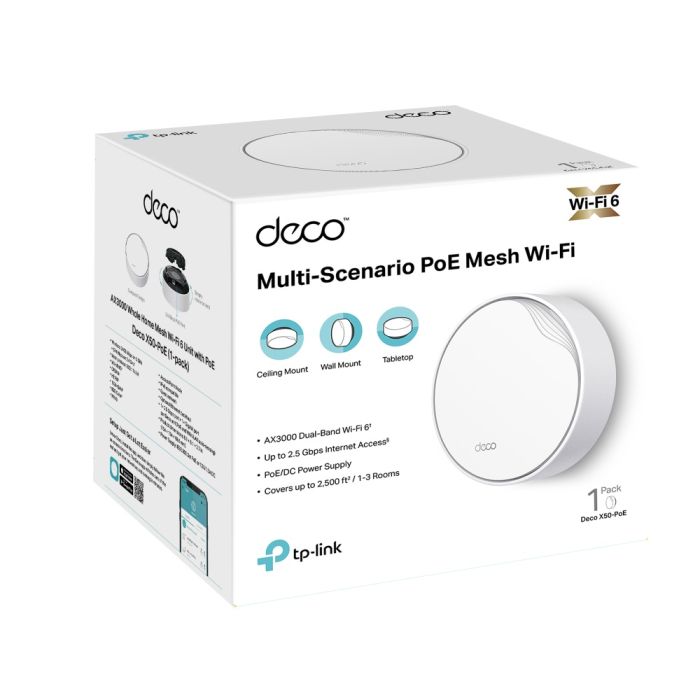 TP-LINK Router Deco X50 AX3000, 1xGE LAN/WAN, 1x2,5GE LAN/WAN, 1мод, PoE