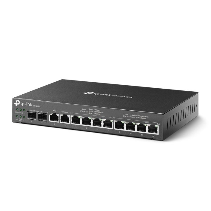 Мультисервісний Маршрутизатор TP-LINK  8xGE LAN (8xPoE), 1xGE WAN, 1xGE WAN/LAN, 2xGE SFP WAN/LAN, 110Вт TP-Link ER7212PC