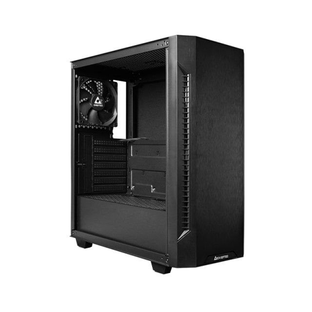 CHIEFTEC PC Case Elox AS-01B, w/o PSU, 2xUSB3.2, 1xUSB2.0, 1x120mm Fan, Sound insulated panels, VGA 320mm, LCS ready, ATX, Black