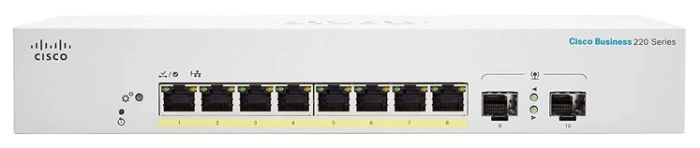 Коммутатор Cisco CBS220 8хGE, PoE, Ext PS, 2x1G SFP, Smart