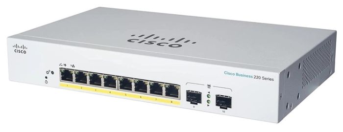 Коммутатор Cisco CBS220 8хGE, PoE, Ext PS, 2x1G SFP, Smart