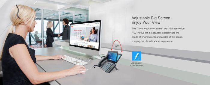 Телефон IP   2xGE LAN, 1xUSB-A, BT 4.2, Wi-Fi, 20 SIP ліній, SW Linux, PoE, 7" кольоровий тач-дисплей, 116 DSS клавіш, камера 1080p30, Android 9.0 Fanvil V67