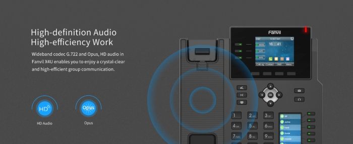 IP-Phone  2xGE LAN, 1xUSB-A, SIP, VPN, PoE, 2.8" color screen Fanvil X4U