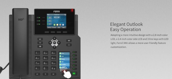 IP-Phone  2xGE LAN, 1xUSB-A, SIP, VPN, PoE, 2.8" color screen Fanvil X4U
