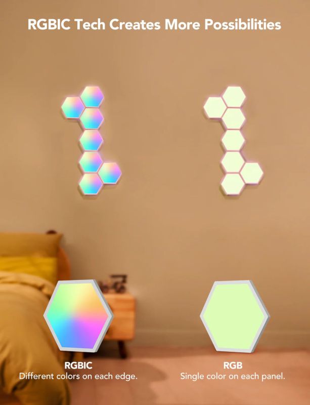 Набор настенных светильников Govee H6061 Glide Hexa Light Panels 10шт RGB Белый