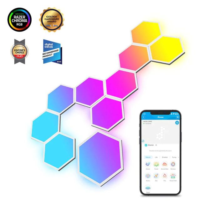 Набор настенных светильников Govee H6061 Glide Hexa Light Panels 10шт RGB Белый