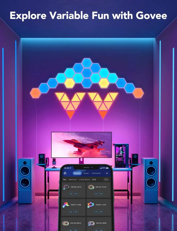 Набор настенных светильников Govee H6061 Glide Hexa Light Panels 10шт RGB Белый